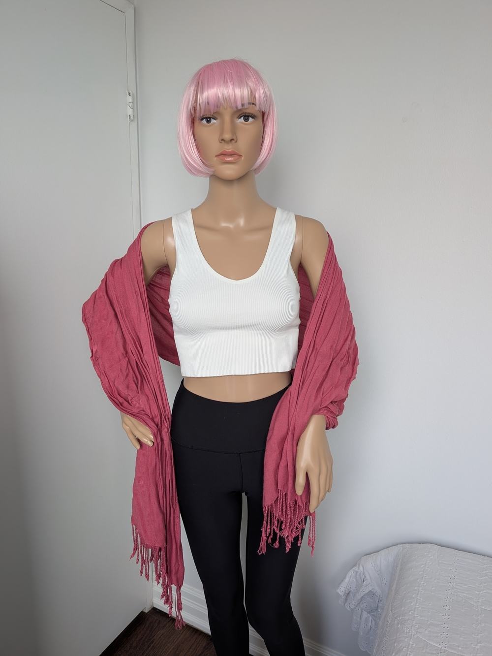 Soft Pink Fringe Scarf - Women Accessories